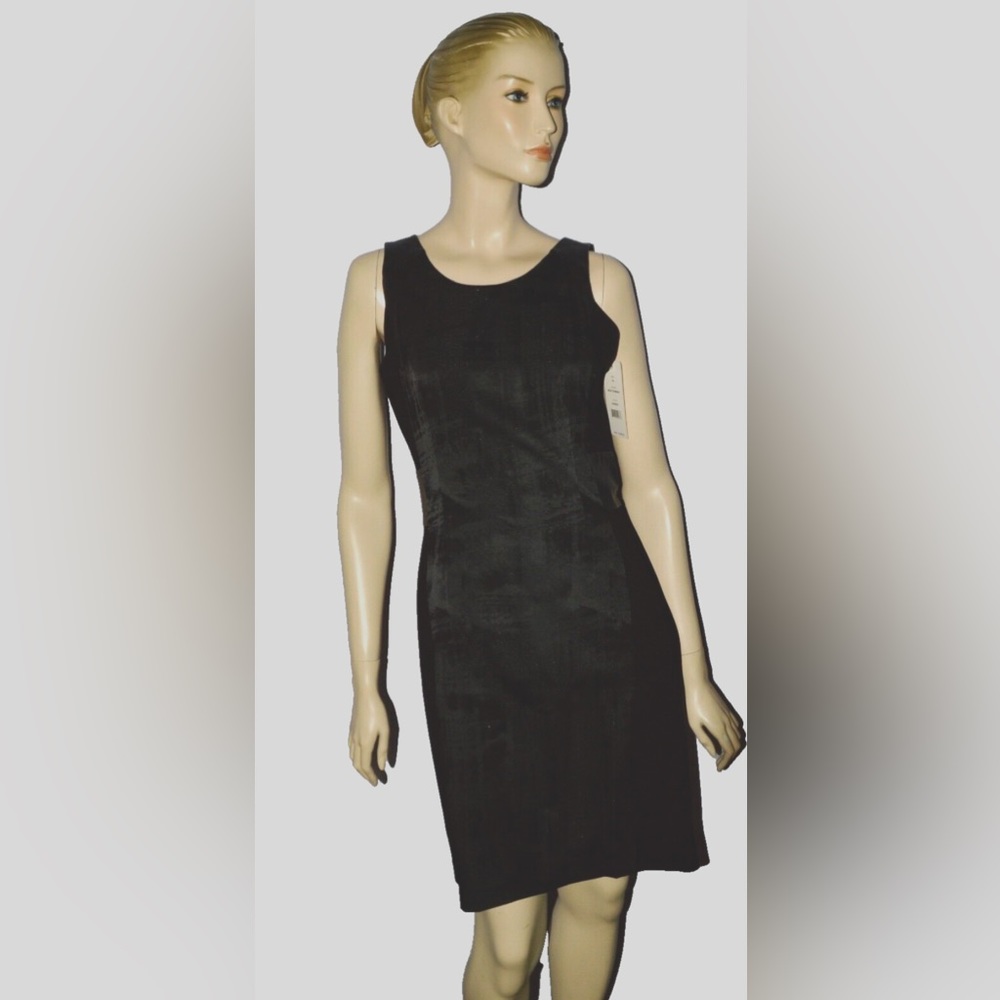 CLUNY NEW $348 NWT SIZE 10 M BLACK COMBO STRETCHY SLEEVELESS SHEATH DRESS